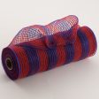 10  Thin Stripe Fabric Mesh: Red & Royal Blue For Cheap