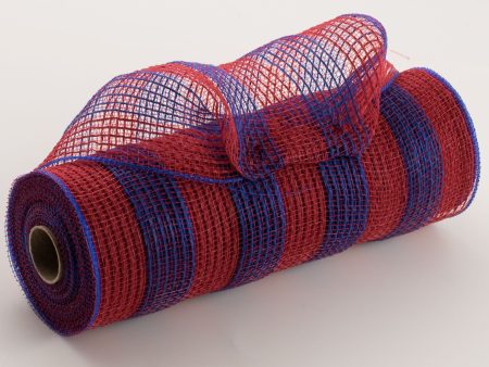 10  Thin Stripe Fabric Mesh: Red & Royal Blue For Cheap