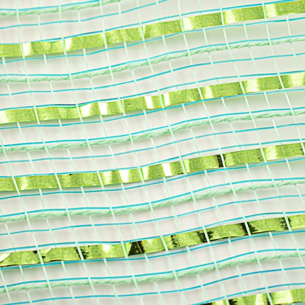 10  All Foil Thick Metallic Mesh: Aqua & Lime Fashion