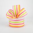 1.5  Woven Stripes Ribbon: Pink, Lime, Yellow, Aqua (10 Yard Cheap