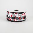 1.5  Hearts On Buffalo Plaid Ribbon: Black, White, Red (10 Yards) on Sale