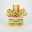 1.5  Walla Stripes Ribbon: Yellow, Fuchsia, Lime, Turquoise (10 Yards) Fashion