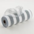 10  Thin Stripe Fabric Mesh: White & Grey For Sale