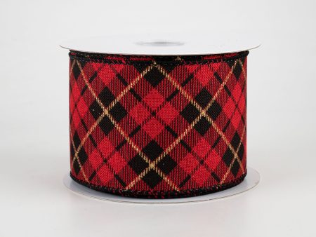 2.5  Nutcracker Argyle Plaid: Red, Black & Gold (10 Yards) Fashion