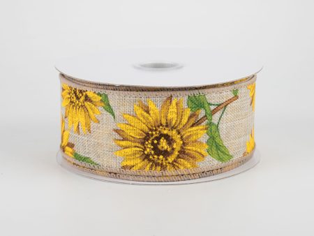 1.5  Linen Sunflower Ribbon: Light Natural (10 Yards) Discount