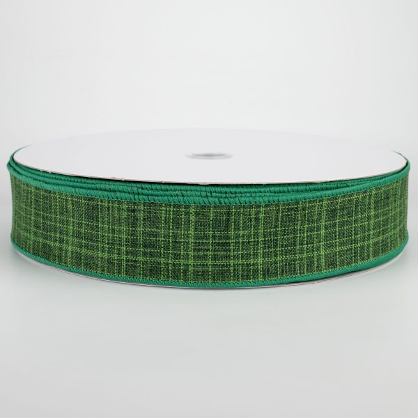 1.5  Estelle Textured Linen Ribbon: Emerald Green (50 Yards) Supply