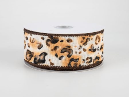 1.5  Canvas Leopard Print Ribbon (10 Yards) Online Sale