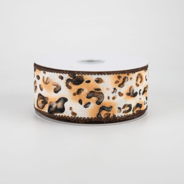 1.5  Canvas Leopard Print Ribbon (10 Yards) Online Sale