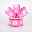 1.5  Linen Daisy Ribbon: Pink (10 Yards) Cheap