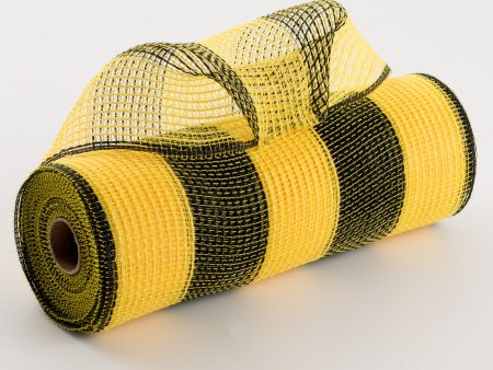 10  Wide Stripe Fabric Mesh: Yellow & Black Hot on Sale