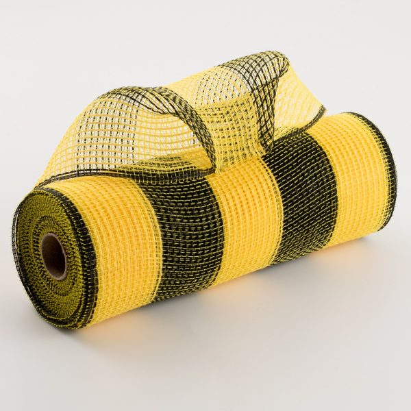 10  Wide Stripe Fabric Mesh: Yellow & Black Hot on Sale