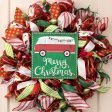 10  Square Wooden Sign: Merry Christmas Vintage Bus Sale