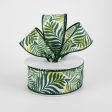 1.5  Tropical Jungle Ferns Ribbon: White (10 Yards) Online Sale