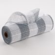 10  Large Check Fabric Mesh: White & Grey Supply