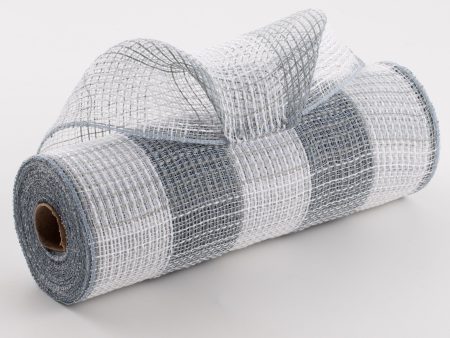 10  Large Check Fabric Mesh: White & Grey Supply