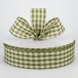 1.5  Primitive Gingham Ribbon: Moss & Natural (50 Yards) Cheap