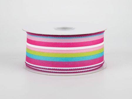 1.5  Walla Stripes Ribbon: Pink, Blue, Green (10 Yards) Hot on Sale