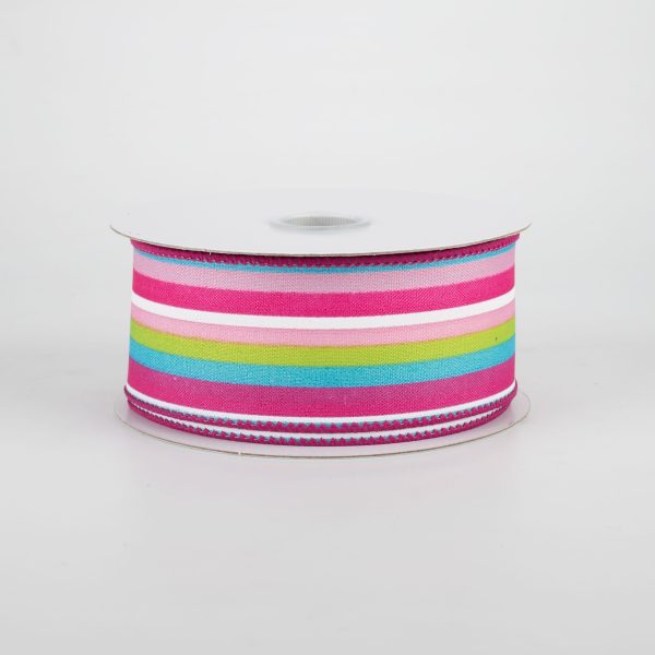 1.5  Walla Stripes Ribbon: Pink, Blue, Green (10 Yards) Hot on Sale