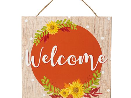 10  Square Wooden Sign: Welcome Fall Supply