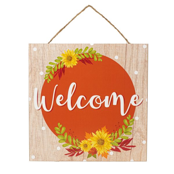 10  Square Wooden Sign: Welcome Fall Supply