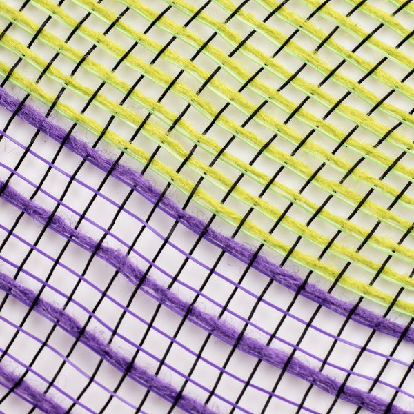 10  Poly Jute Deco Mesh: Black, Orange, Purple, Lime Wide Stripe For Cheap