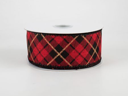 1.5  Nutcracker Argyle Plaid: Red, Black & Gold (10 Yards) Hot on Sale