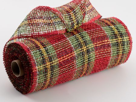 10  Plaid Poly Burlap Mesh: Red, Lime, Black, Yellow, White For Sale