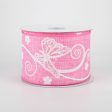 2.5  Iridescent Butterflies Ribbon: Pink (10 Yards) Fashion