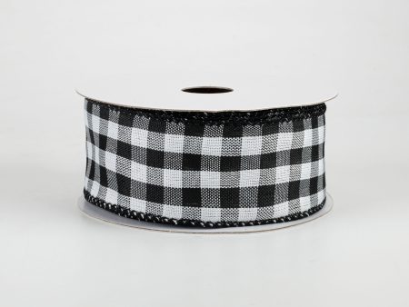 1.5  Woven Buffalo Plaid Ribbon: Black & White (10 Yards) Online Hot Sale