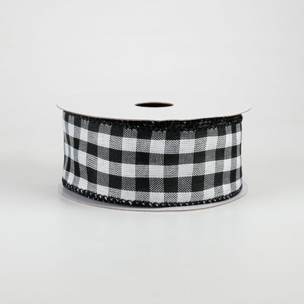 1.5  Woven Buffalo Plaid Ribbon: Black & White (10 Yards) Online Hot Sale