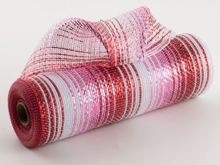 10  Metallic Ombré Mesh: Pink, Red, White Sale