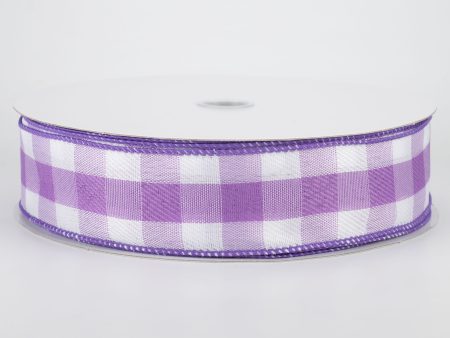 1.5  Woven Buffalo Plaid Ribbon: Purple & White (50 Yards) For Discount