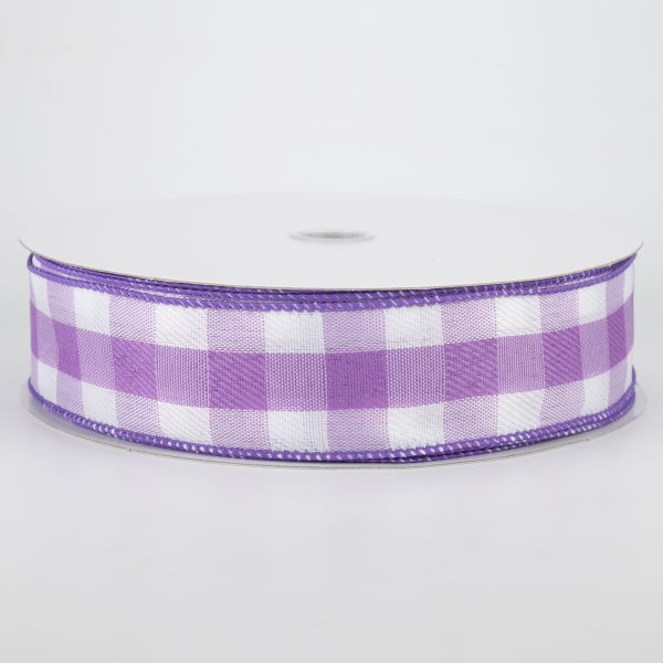 1.5  Woven Buffalo Plaid Ribbon: Purple & White (50 Yards) For Discount