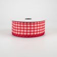 1.5  Woven Mini Buffalo Plaid Ribbon: Red & White (10 Yards) Fashion