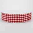 1.5  Primitive Gingham Ribbon: Burgundy & Natural (50 Yards) For Discount