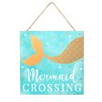 10  Square Wooden Sign: Mermaid Crossing Online Sale