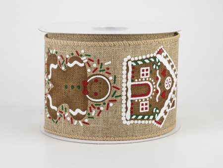 2.5  Gingerbread & Houses Ribbon: Natural (10 Yards) Online Hot Sale