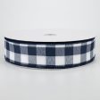 1.5  Woven Buffalo Plaid Ribbon: Navy & White (50 Yards) For Cheap