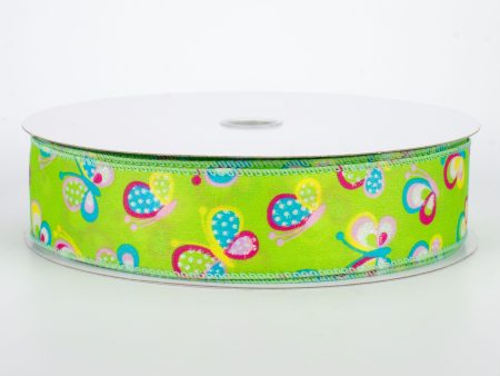 1.5  Glitter Butterfly Ribbon: Lime (50 Yards) Hot on Sale