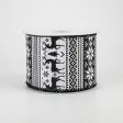 2.5  Lodge Sweater Print Ribbon: Black & White (10 Yards) For Sale