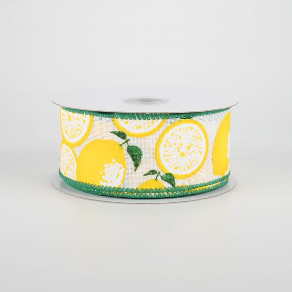 1.5  Lemons Ribbon: White (10 Yards) Online Sale