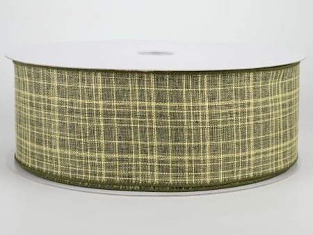 2.5  Estelle Textured Linen Ribbon: Moss (50 Yards) For Discount