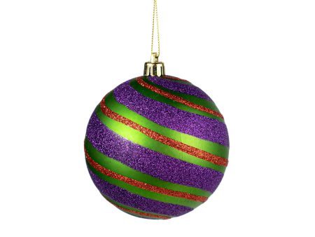 100MM Diagonal Glitter Stripe Ball Ornament: Halloween Online