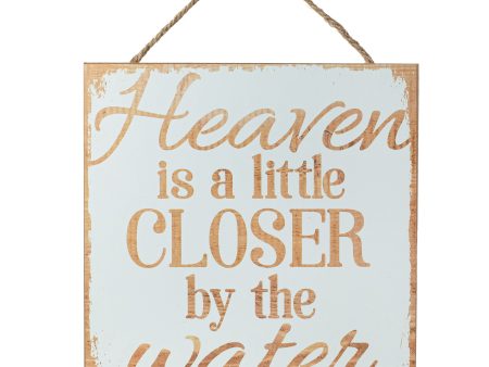 10  Square Wooden Sign: Heaven is Closer by the Water Sale