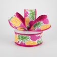 1.5  Tropical Pineapples Ribbon: Fuchsia (10 Yards) Hot on Sale