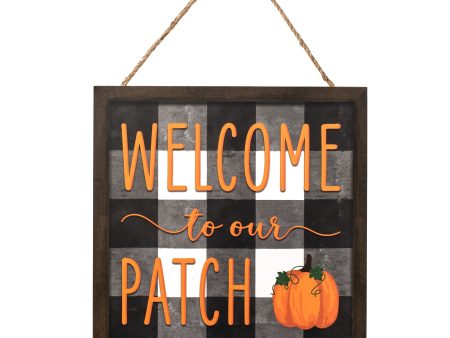 10  Square Wooden Sign: Welcome To Our Patch On Check Sale