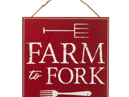 10  Square Wooden Sign: Farm To Fork For Sale