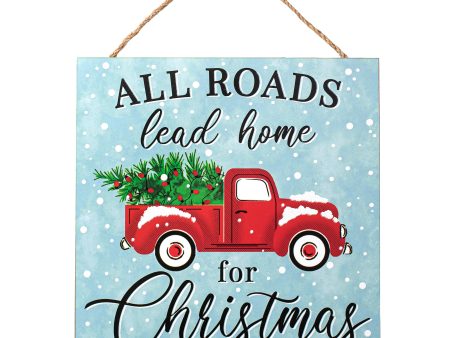 10  Square Wooden Sign: All Roads Lead Home Hot on Sale