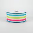 1.5  Woven Stripes Ribbon: Lime, Yellow, Fuchsia, Turquoise (10 Yards) Sale