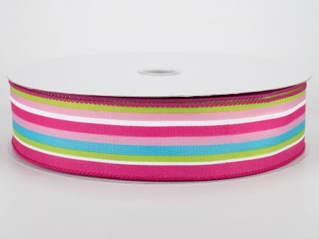 1.5  Walla Stripes Ribbon: Pink, Blue, Green (50 Yards) Fashion